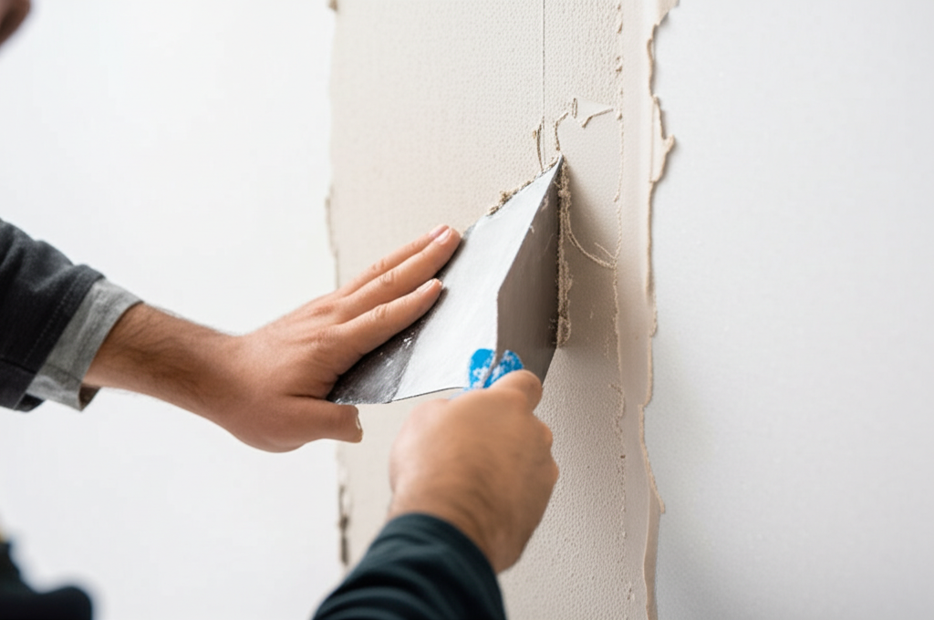 Professional repairing drywall
